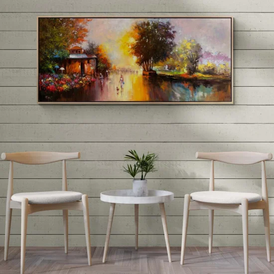 Çiçek Pazarında Günbatımı Yağlı Boya Tablosu