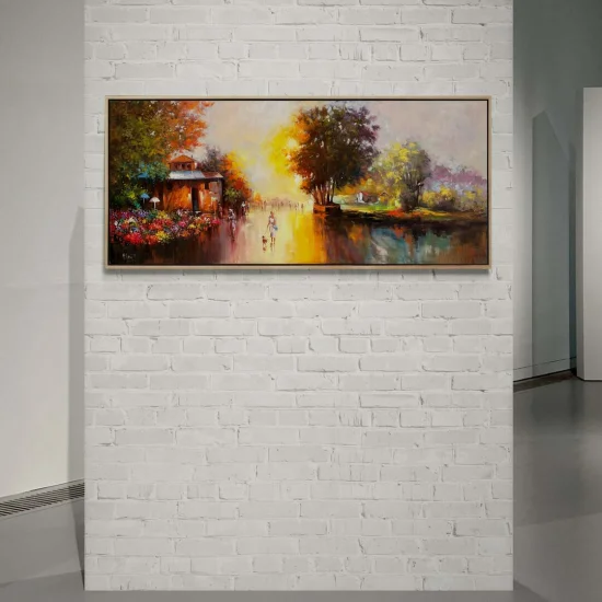 Çiçek Pazarında Günbatımı Yağlı Boya Tablosu