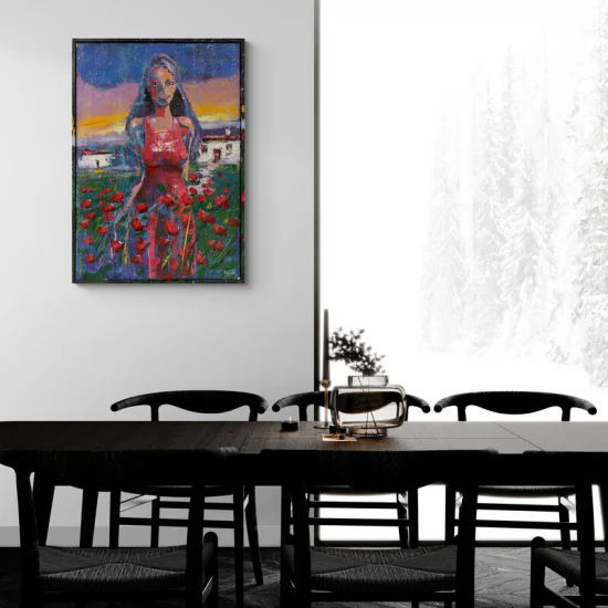 Colorful View of Poppies Oil Painting