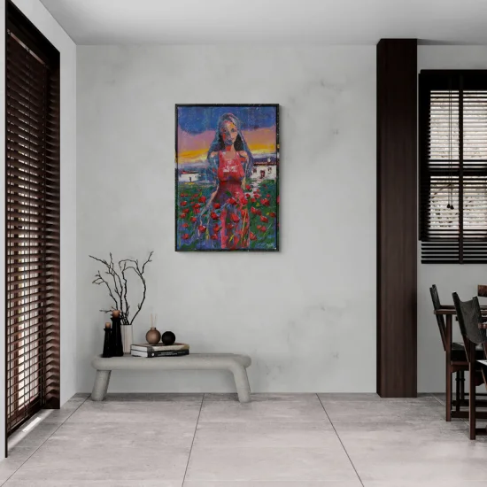 Colorful View of Poppies Oil Painting