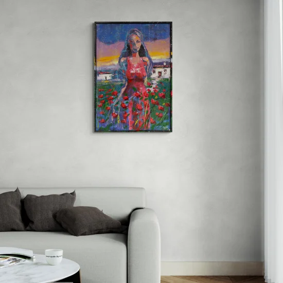 Colorful View of Poppies Oil Painting