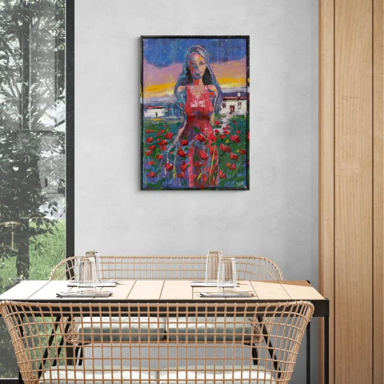 Colorful View of Poppies Oil Painting