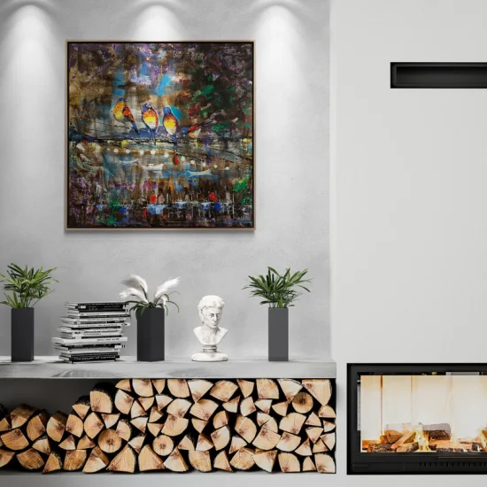 Bird Tea Garden Oil Painting