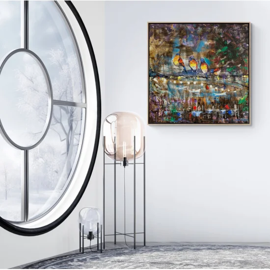 Bird Tea Garden Oil Painting