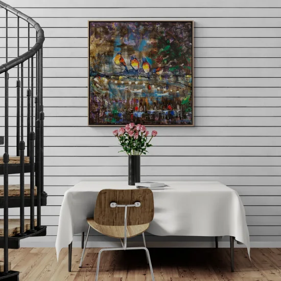 Bird Tea Garden Oil Painting