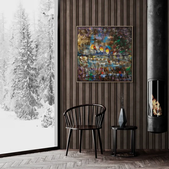 Bird Tea Garden Oil Painting