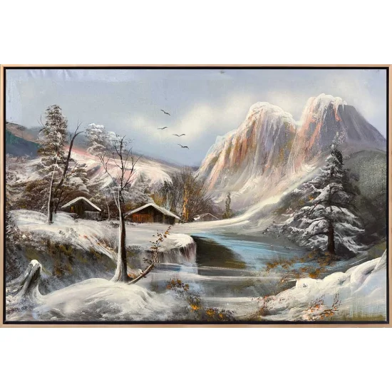 Snowy Peaks Oil Painting
