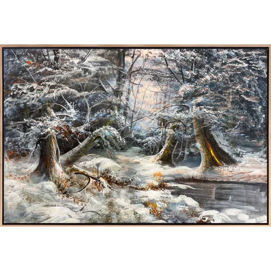 Snow Covered Forest Oil Painting