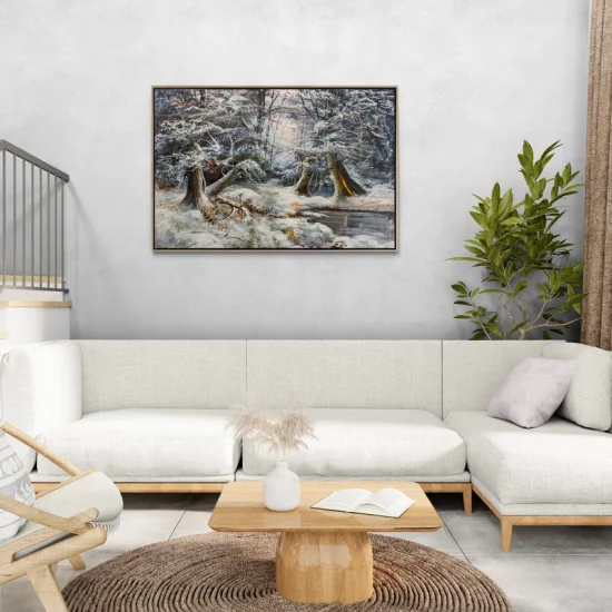 Snow Covered Forest Oil Painting