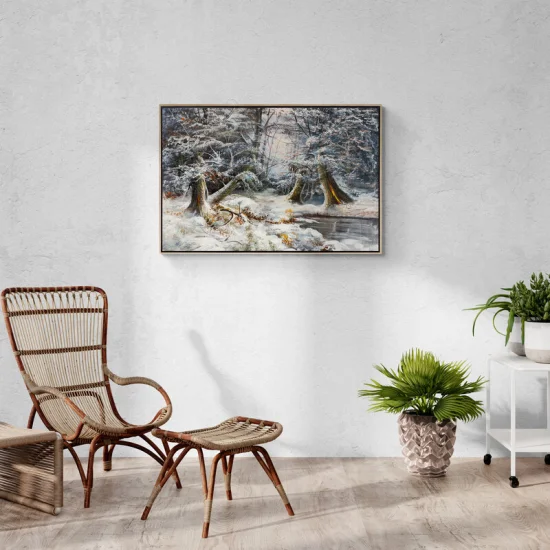 Snow Covered Forest Oil Painting