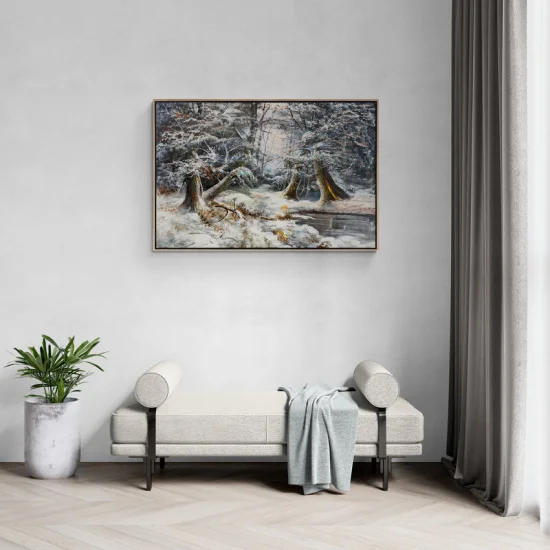 Snow Covered Forest Oil Painting