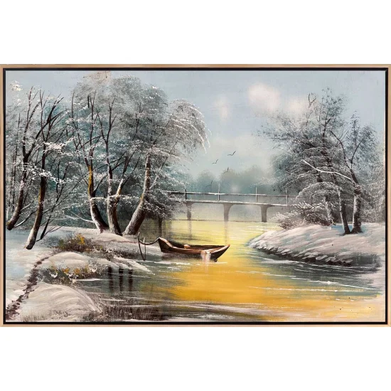 Icy River Oil Painting