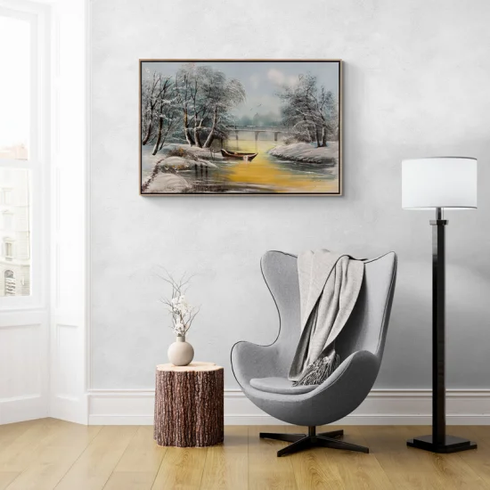 Icy River Oil Painting