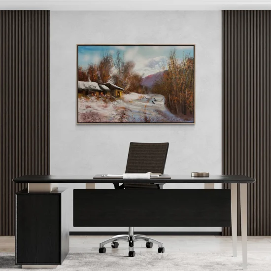 Kışın Pastoral Manzarası Yağlı Boya Tablosu