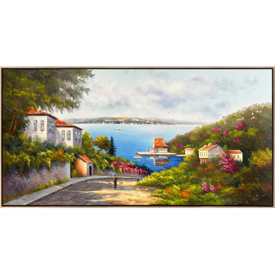 Deniz Manzaralı Cadde Yağlı Boya Tablosu