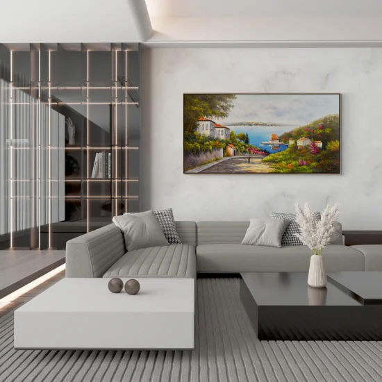 Deniz Manzaralı Cadde Yağlı Boya Tablosu