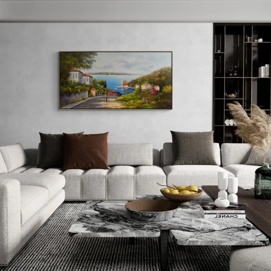 Deniz Manzaralı Cadde Yağlı Boya Tablosu