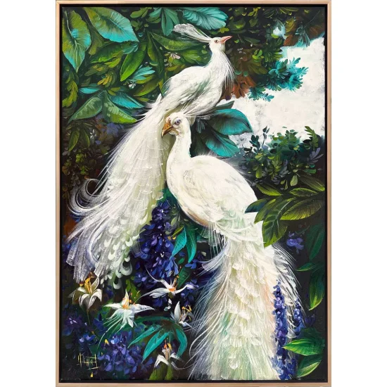 Tavus Kuşlarının Masalı Yağlı Boya Tablosu