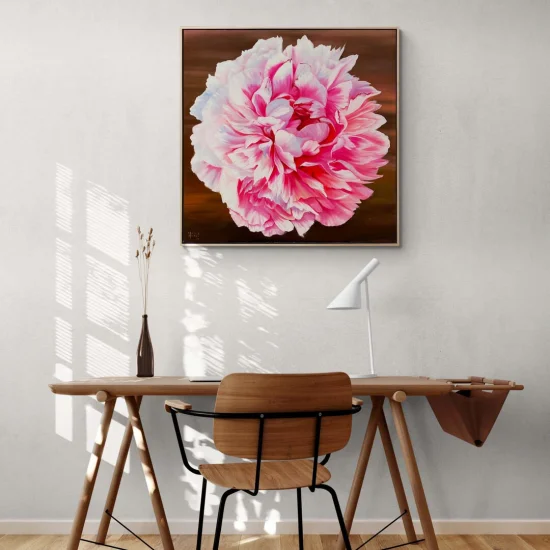 Pembe Şakayık Çiçeği Yağlı Boya Tablosu