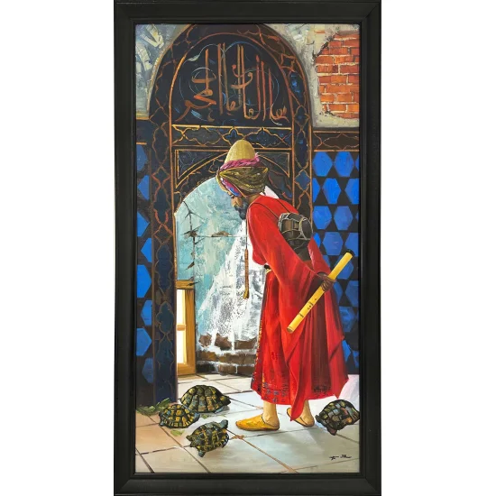 Kaplumbağa Terbiyecisi Yağlı Boya Tablosu