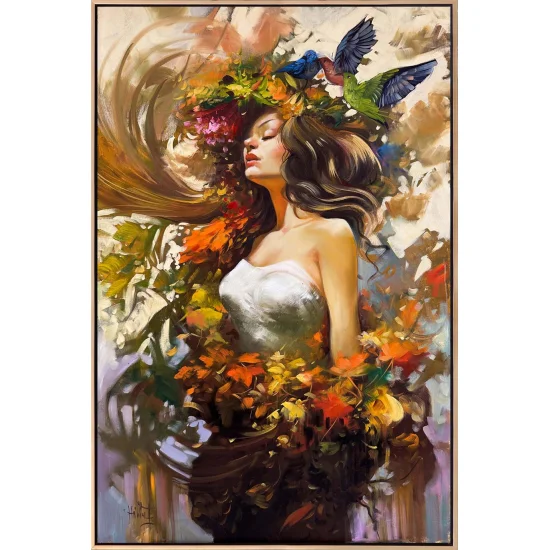 Spring Oil Painting of the Flower Girl