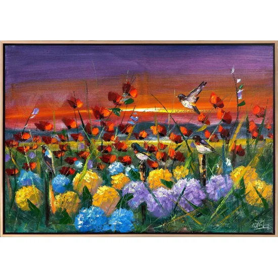 Hydrangeas and Poppies Oil Painting