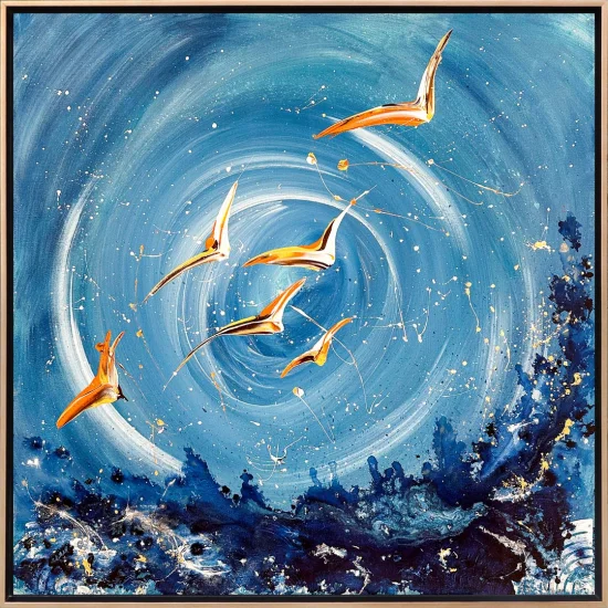 Soyut Kuş Cümbüşü Yağlı Boya Tablosu