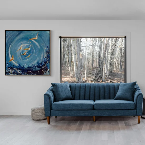 Soyut Kuş Cümbüşü Yağlı Boya Tablosu