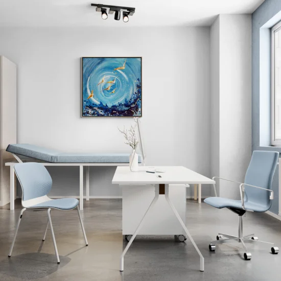 Soyut Kuş Cümbüşü Yağlı Boya Tablosu