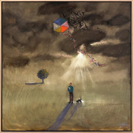 Uçurtmalı Çocuk Yağlı Boya Tablosu