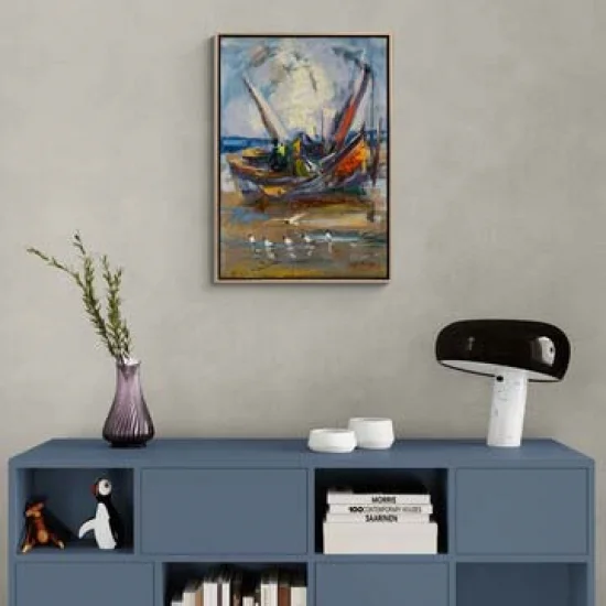 Kıyının Renkli Dokusu Yağlı Boya Tablosu