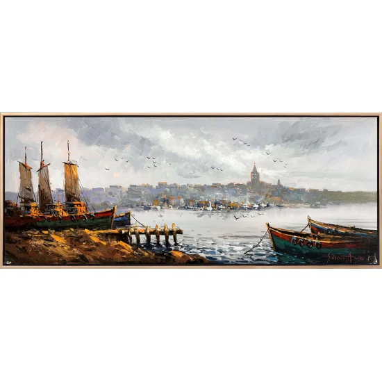 Sea and City Oil Painting