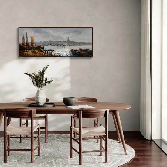 Sea and City Oil Painting