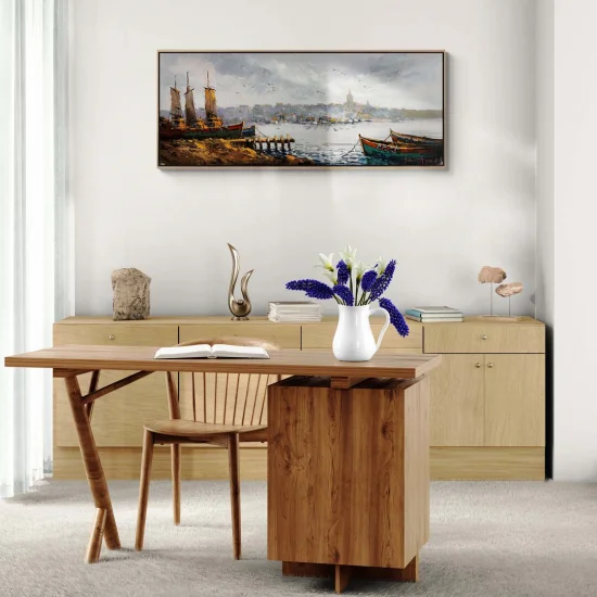 Sea and City Oil Painting