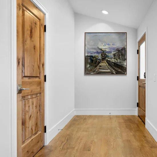 Steam Train Landscape Oil Painting