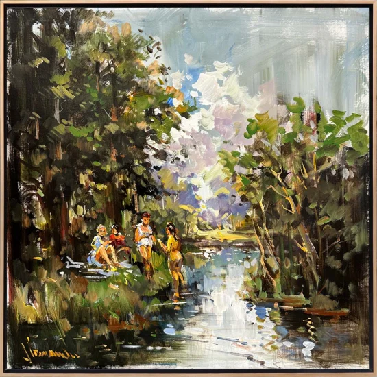 Cool Lakeside Oil Painting