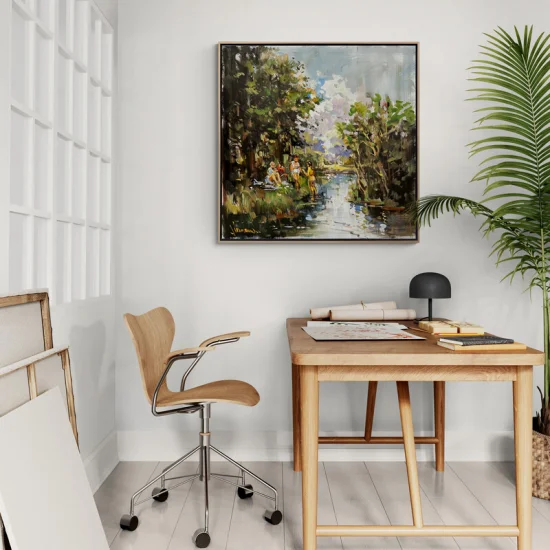 Cool Lakeside Oil Painting