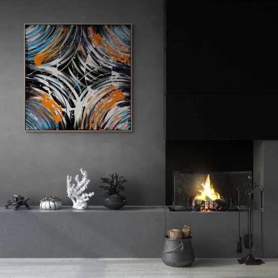 Soyut Renkli Dalgalar Yağlı Boya Tablosu