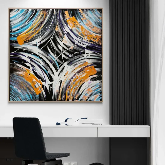 Soyut Renkli Dalgalar Yağlı Boya Tablosu