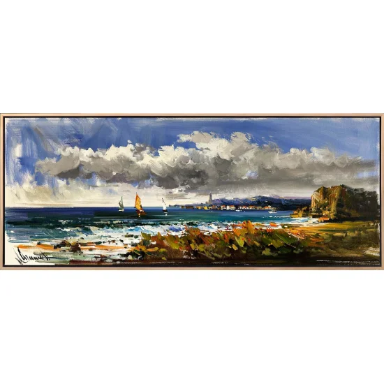 Yelkenlilerle Açık Deniz Yağlı Boya Tablosu