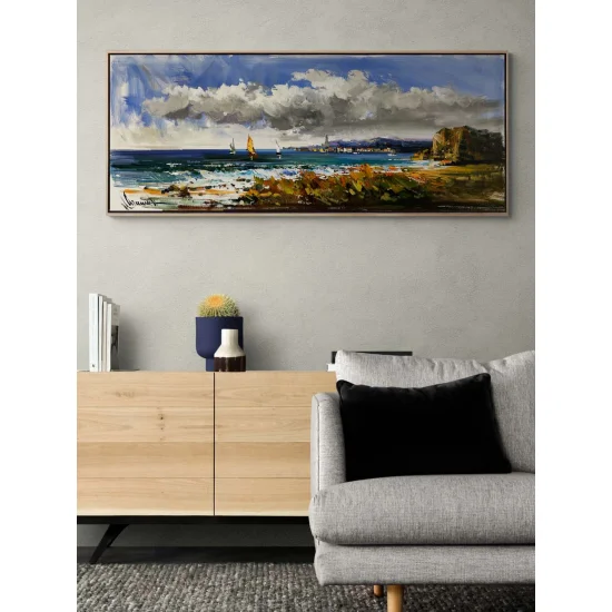 Yelkenlilerle Açık Deniz Yağlı Boya Tablosu