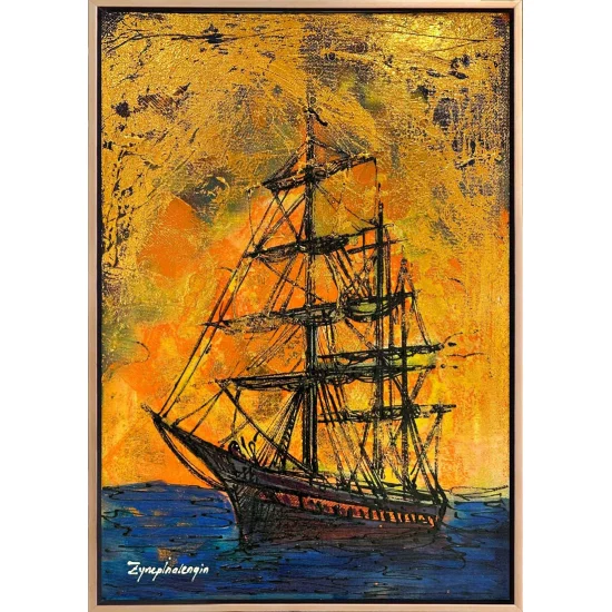 Denizde Gökkuşağı Renkleri ve Gemi Yağlı Boya Tablosu