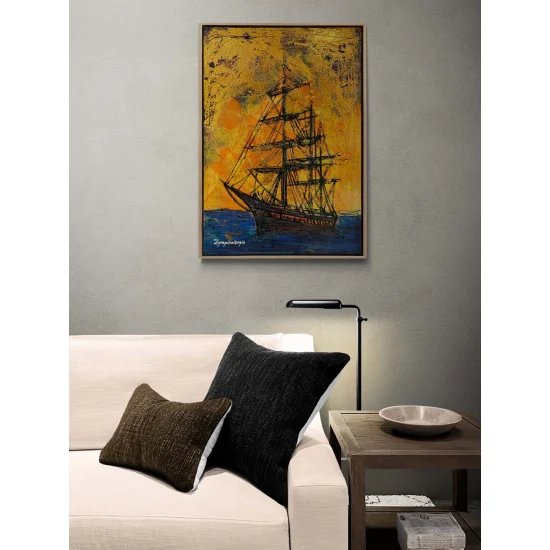 Denizde Gökkuşağı Renkleri ve Gemi Yağlı Boya Tablosu