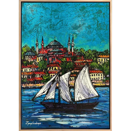 Parlayan Renklerle Boğaz Yağlı Boya Tablosu