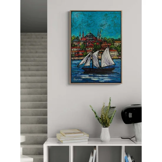 Parlayan Renklerle Boğaz Yağlı Boya Tablosu