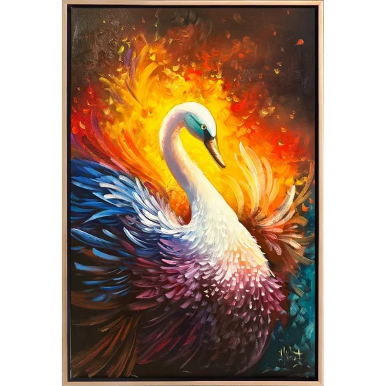 Kuğunun Asil Duruşu Yağlı Boya Tablosu