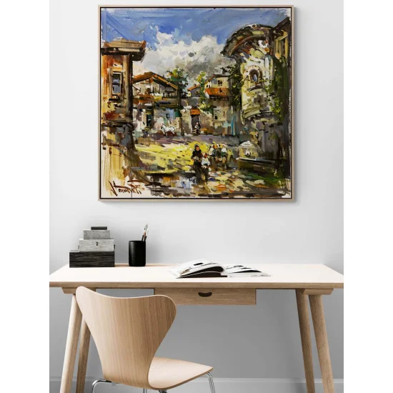 Steps on Village Roads Oil Painting