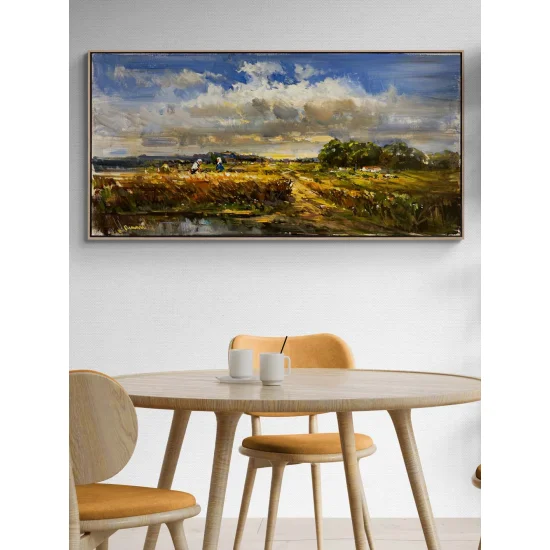 Hands Harvesting Grain Oil Painting