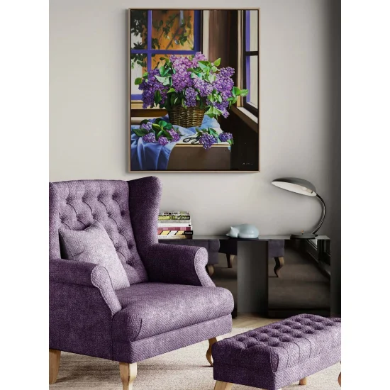 A Basket Full of Lilacs Oil Painting