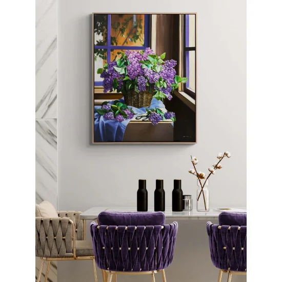 A Basket Full of Lilacs Oil Painting